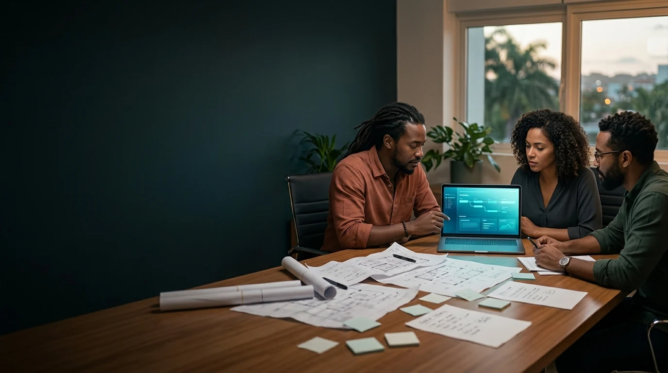 Caribbean professionals turning physical strategy plans into an organized digital execution workflow